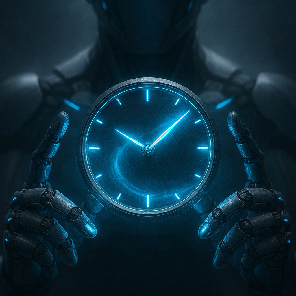 altris ai holding up a clock