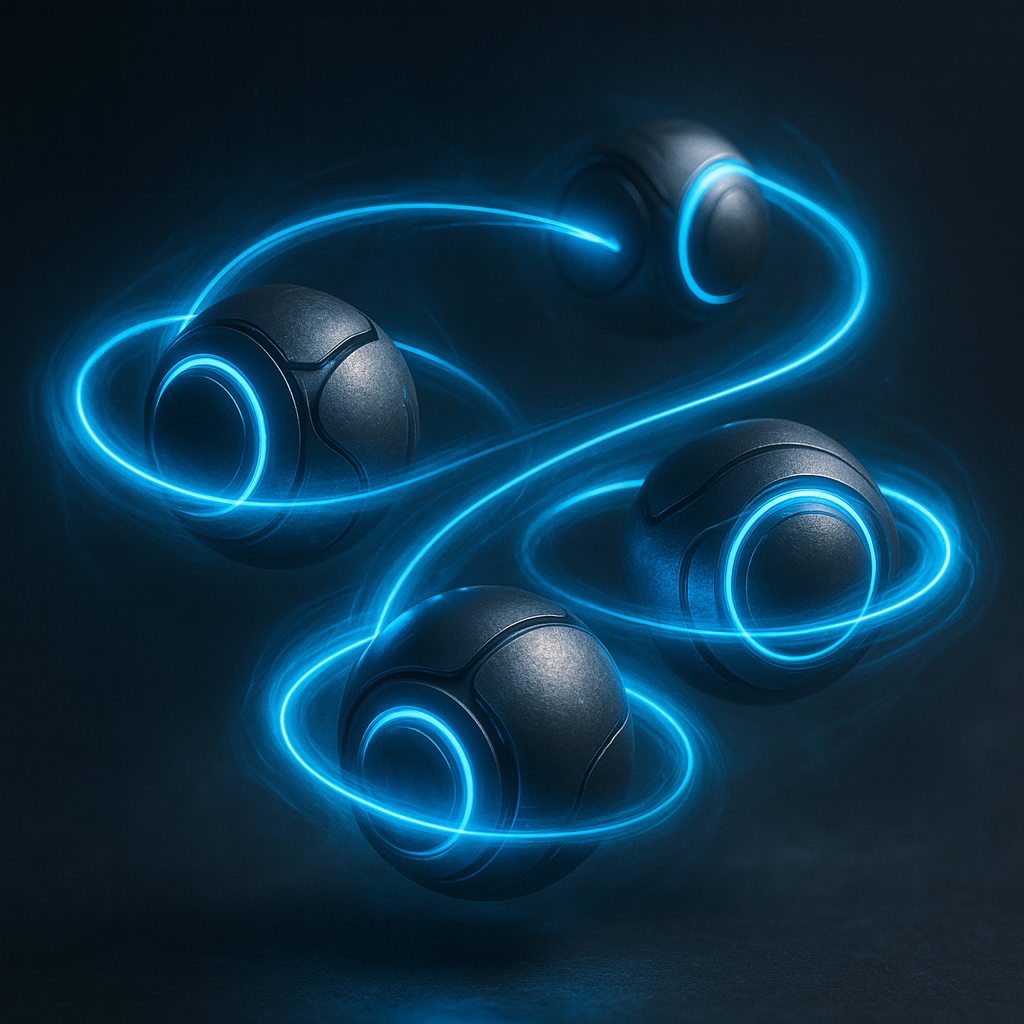 altris glowing orbs rotating in synergy